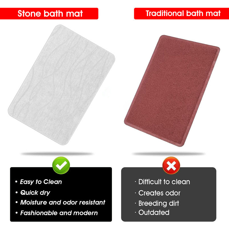 Hivvago Diatomaceous Earth Stone Bath Mat Fast Drying Non Slip Bathroom Mat V1003-HW-SBS006-GY