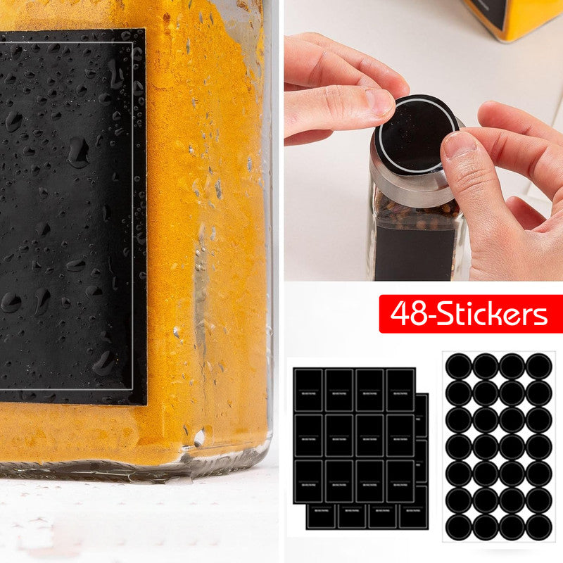 Hivvago 24-Pack 120ml Glass Spice Jars - Airtight Storage with Lids & Labels V1003-HW-SBS011-BK