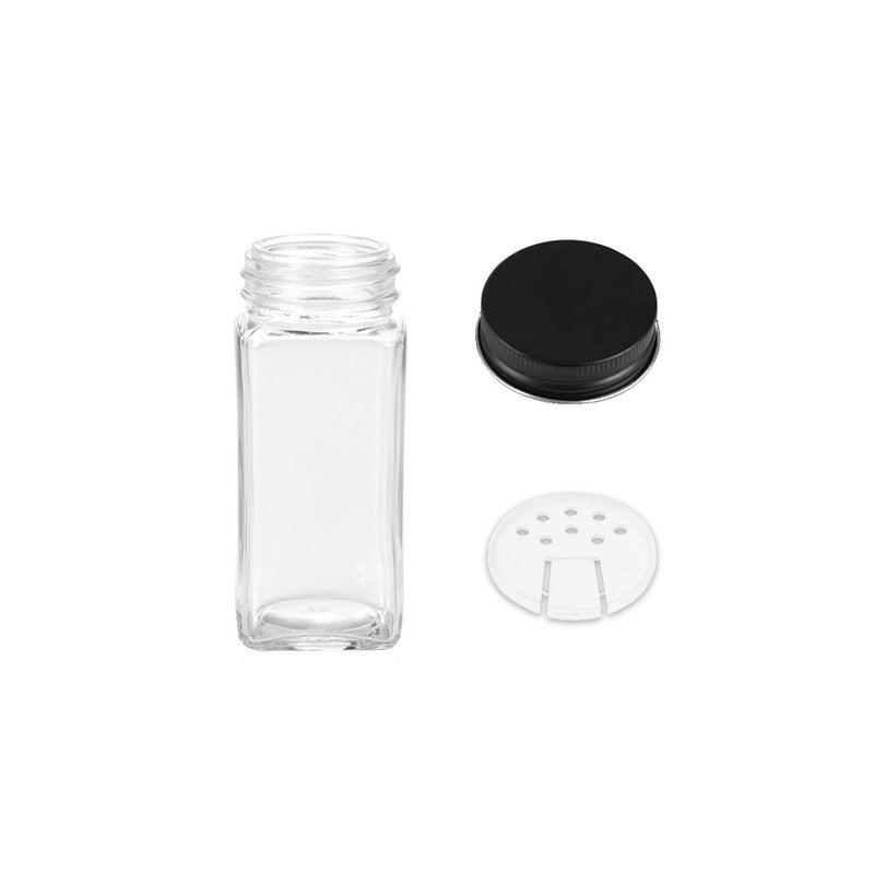 Hivvago 24-Pack 120ml Glass Spice Jars - Airtight Storage with Lids & Labels V1003-HW-SBS011-BK