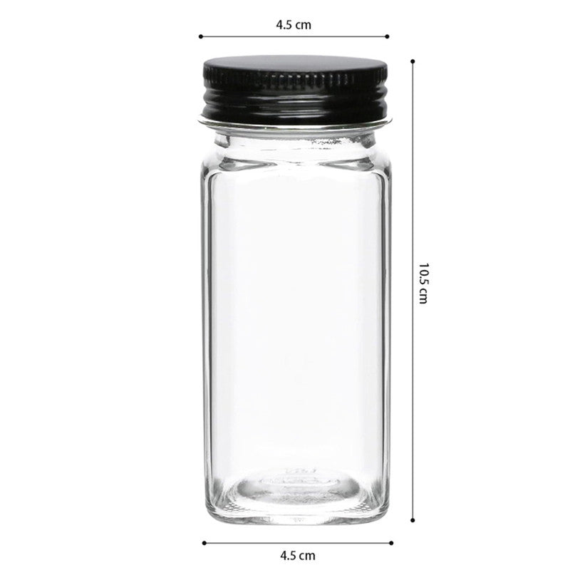 Hivvago 12 Pack Glass Spice Jar Set 120ml Airtight Square Jars with Shaker Lids Labels Funnel and Brush V1003-HW-SBS015-CLR