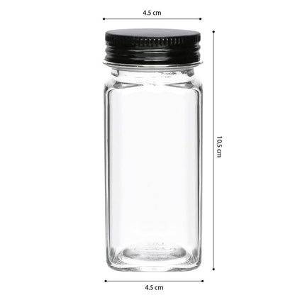 Hivvago 12 Pack Glass Spice Jar Set 120ml Airtight Square Jars with Shaker Lids Labels Funnel and Brush V1003-HW-SBS015-CLR