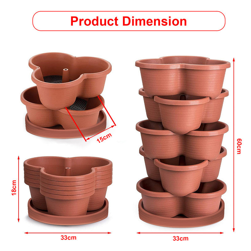 Hivvago 5-Tier Vertical Garden Planter - Stackable Indoor/Outdoor Pot with Base V1003-HW-SBS031-RD