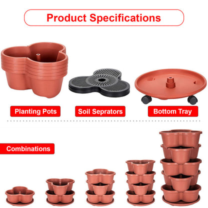 Hivvago 5-Tier Vertical Garden Planter - Stackable Indoor/Outdoor Pot with Base V1003-HW-SBS031-RD