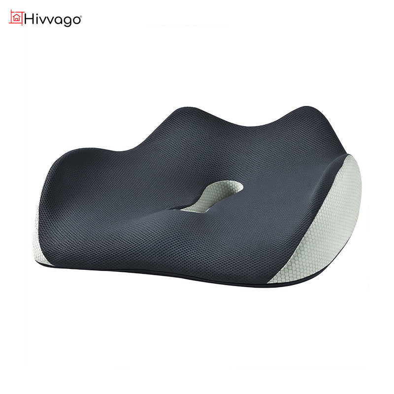 Hivvago Memory Foam Seat Cushion - Ergonomic Support for Office, Car & Home, Grey V1003-HW-SBS033-GY