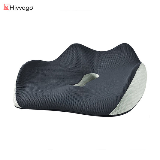 Hivvago Memory Foam Seat Cushion - Ergonomic Support for Office, Car & Home, Grey V1003-HW-SBS033-GY