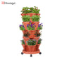 Hivvago 5-Tier Vertical Garden Planter - Stackable Indoor/Outdoor Pot with Wheel Base V1003-HW-SBS034-RD