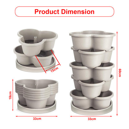 Hivvago 5-Tier Vertical Garden Planter - Stackable Indoor/Outdoor Pot with Base V1003-HW-SBS036-WH