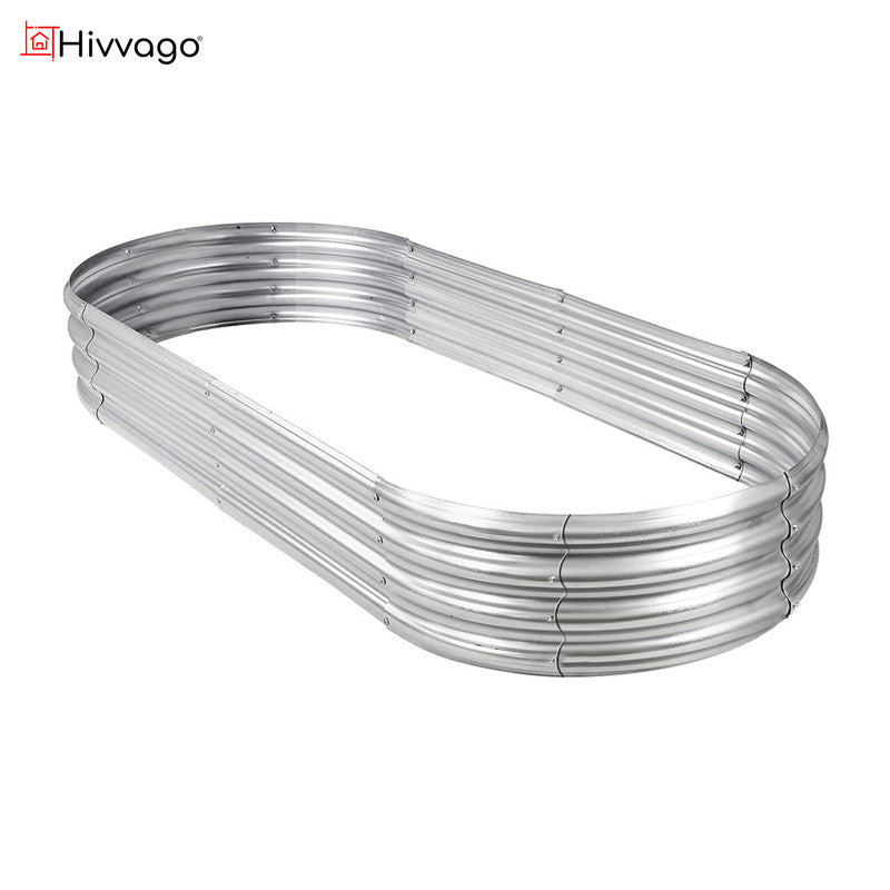 Hivvago Raised Garden Bed - Galvanized Steel Planter Box with Open Base, Silver V1003-HW-SBS038-SV