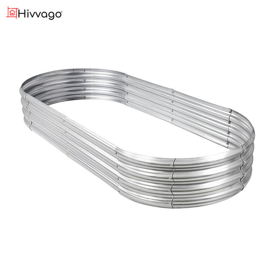 Hivvago Raised Garden Bed - Galvanized Steel Planter Box with Open Base, Silver V1003-HW-SBS038-SV