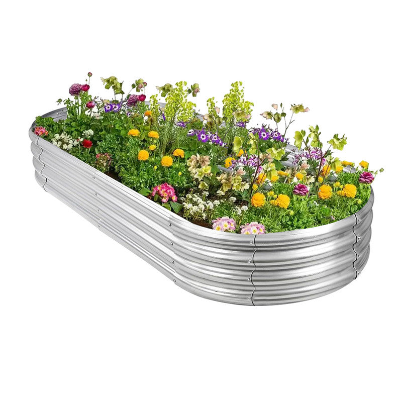 Hivvago Raised Garden Bed - Galvanized Steel Planter Box with Open Base, Silver V1003-HW-SBS038-SV