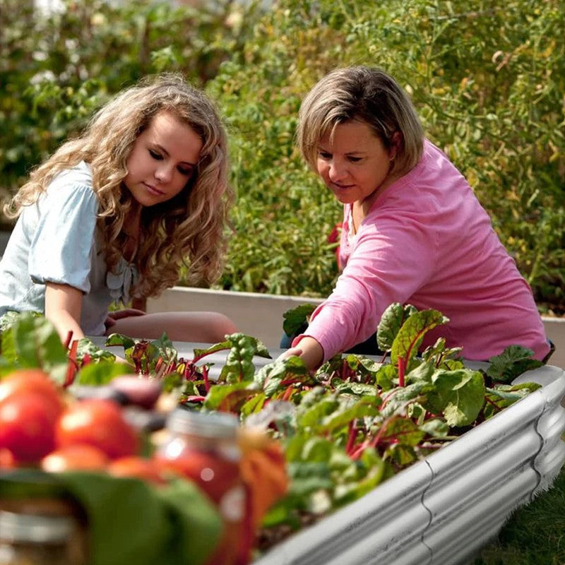 Hivvago Raised Garden Bed - Galvanized Steel Planter Box with Open Base, Silver V1003-HW-SBS038-SV