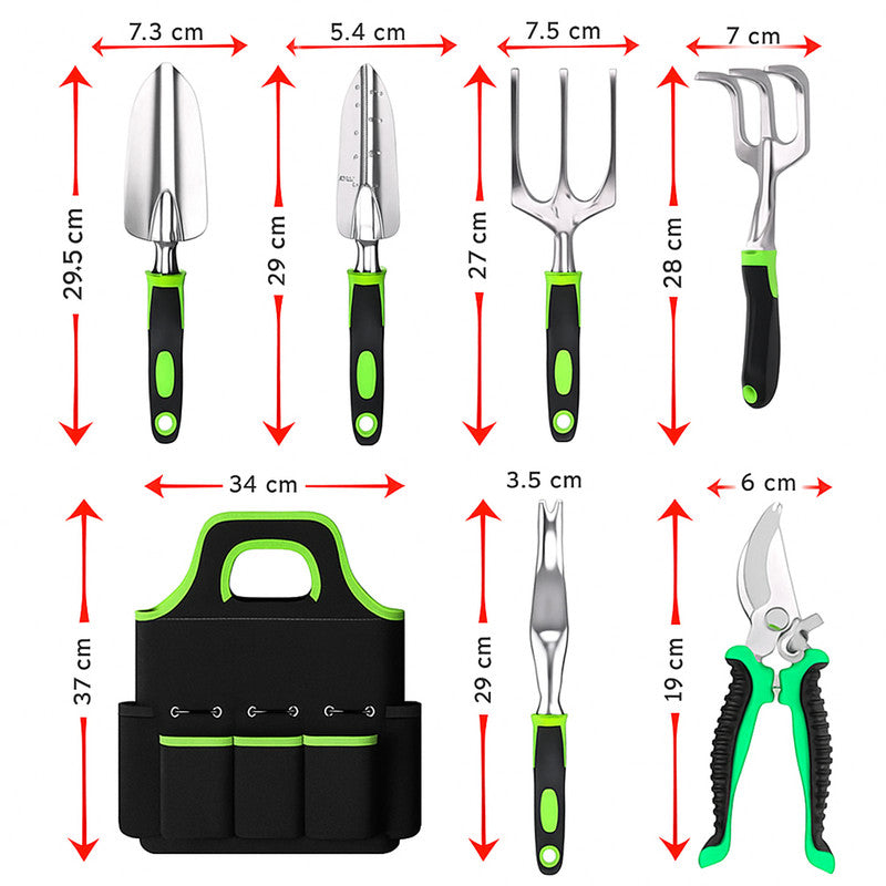 Hivvago 8-Piece Stainless Steel Garden Tool Set with Tote & Gloves V1003-HW-SBS039-GR