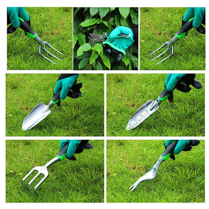 Hivvago 8-Piece Stainless Steel Garden Tool Set with Tote & Gloves V1003-HW-SBS039-GR