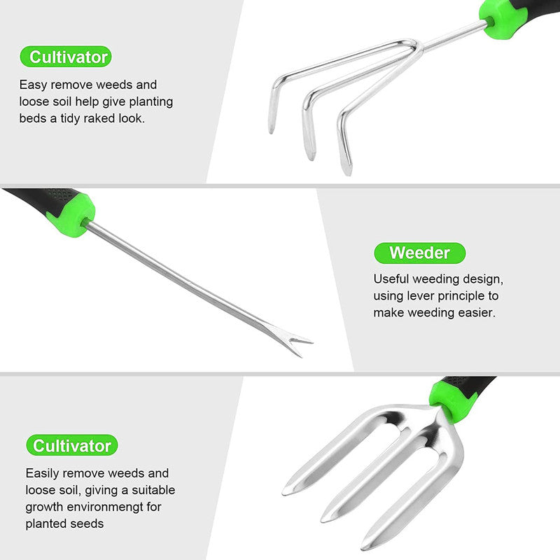 Hivvago 8-Piece Stainless Steel Garden Tool Set with Tote & Gloves V1003-HW-SBS039-GR