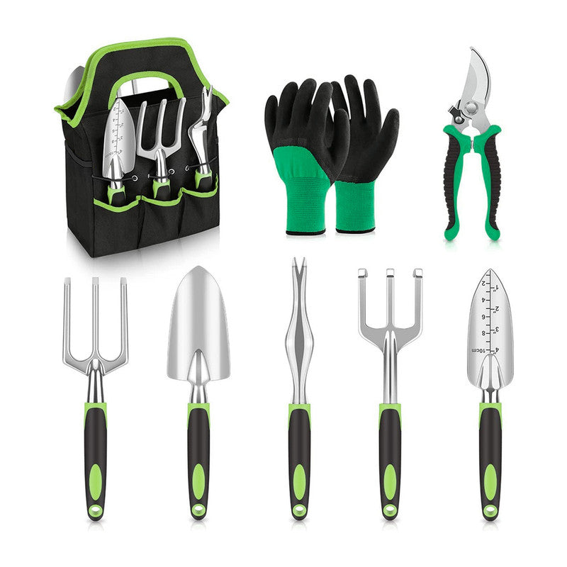 Hivvago 8-Piece Stainless Steel Garden Tool Set with Tote & Gloves V1003-HW-SBS039-GR