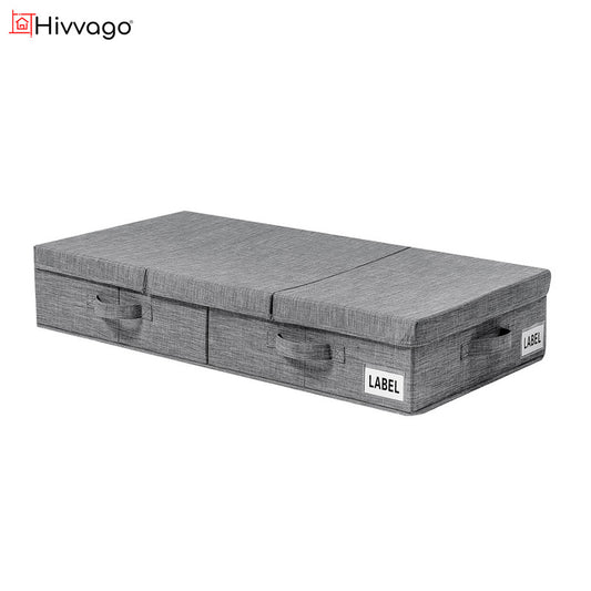 Hivvago Underbed Storage Container - Foldable Box with Lids & Label Pocket V1003-HW-SBS044-GY