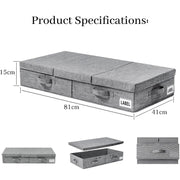 Hivvago Underbed Storage Container - Foldable Box with Lids & Label Pocket V1003-HW-SBS044-GY