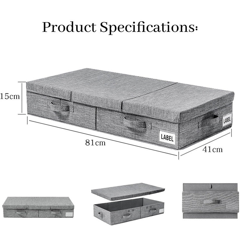 Hivvago Underbed Storage Container - Foldable Box with Lids & Label Pocket V1003-HW-SBS044-GY