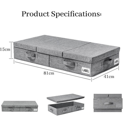 Hivvago Underbed Storage Container - Foldable Box with Lids & Label Pocket V1003-HW-SBS044-GY