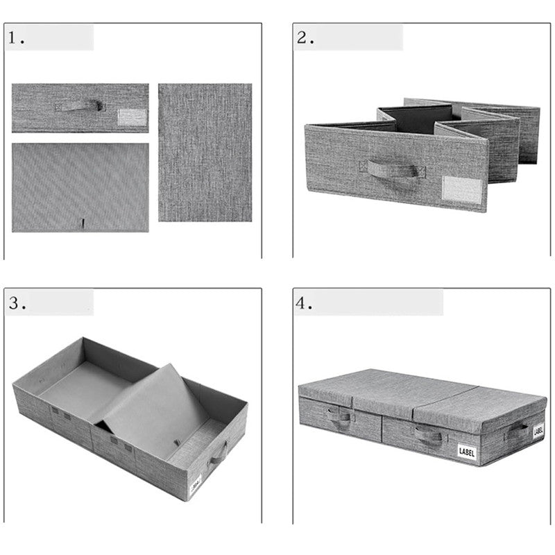 Hivvago Underbed Storage Container - Foldable Box with Lids & Label Pocket V1003-HW-SBS044-GY