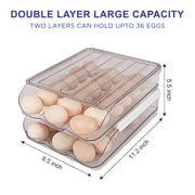 Hivvago 2 Layers Automatic Rolling Clear Egg Refrigerator Organizer with Lid V1003-HWS101-EGH-CLR
