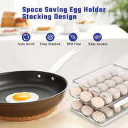 Hivvago 2 Layers Automatic Rolling Clear Egg Refrigerator Organizer with Lid V1003-HWS101-EGH-CLR