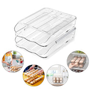 Hivvago 2 Layers Automatic Rolling Clear Egg Refrigerator Organizer with Lid V1003-HWS101-EGH-CLR
