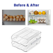Hivvago 2 Layers Automatic Rolling Clear Egg Refrigerator Organizer with Lid V1003-HWS101-EGH-CLR