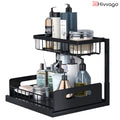 Hivvago 2-Tier Pull-Out Under Sink Organizer Storage Shelf For Kitchen V1003-HWS103-2TSCBS-BK