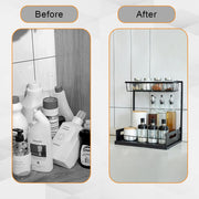 Hivvago 2-Tier Pull-Out Under Sink Organizer Storage Shelf For Kitchen V1003-HWS103-2TSCBS-BK