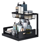 Hivvago 2-Tier Pull-Out Under Sink Organizer Storage Shelf For Kitchen V1003-HWS103-2TSCBS-BK