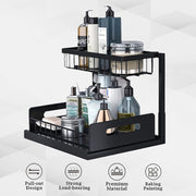 Hivvago 2-Tier Pull-Out Under Sink Organizer Storage Shelf For Kitchen V1003-HWS103-2TSCBS-BK