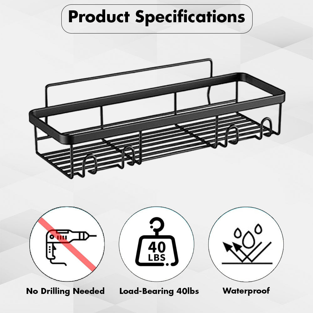 Hivvago Stainless Steel Bathroom Organizer with Adhesive Shelves V1003-HWS104-BSO-BK-5PK