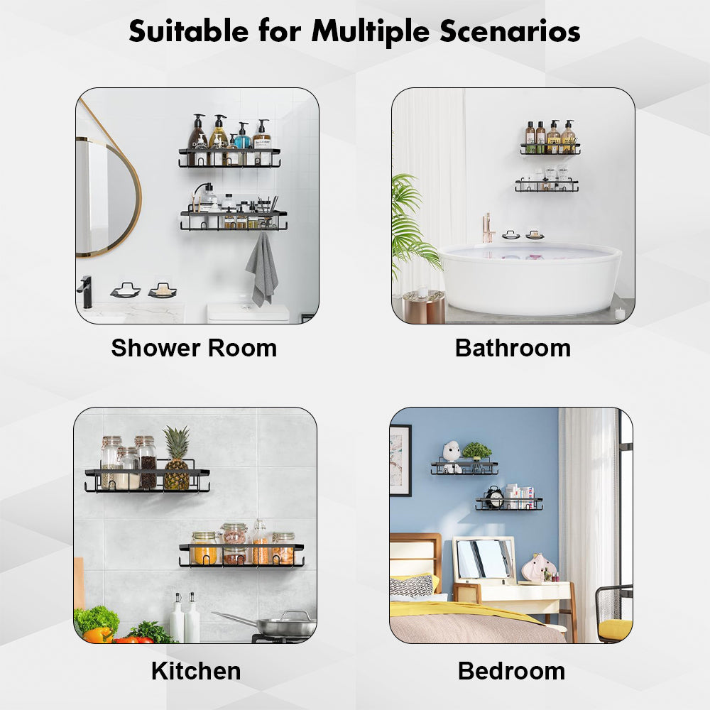 Hivvago Stainless Steel Bathroom Organizer with Adhesive Shelves V1003-HWS104-BSO-BK-5PK