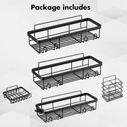 Hivvago Stainless Steel Bathroom Organizer with Adhesive Shelves V1003-HWS104-BSO-BK-5PK