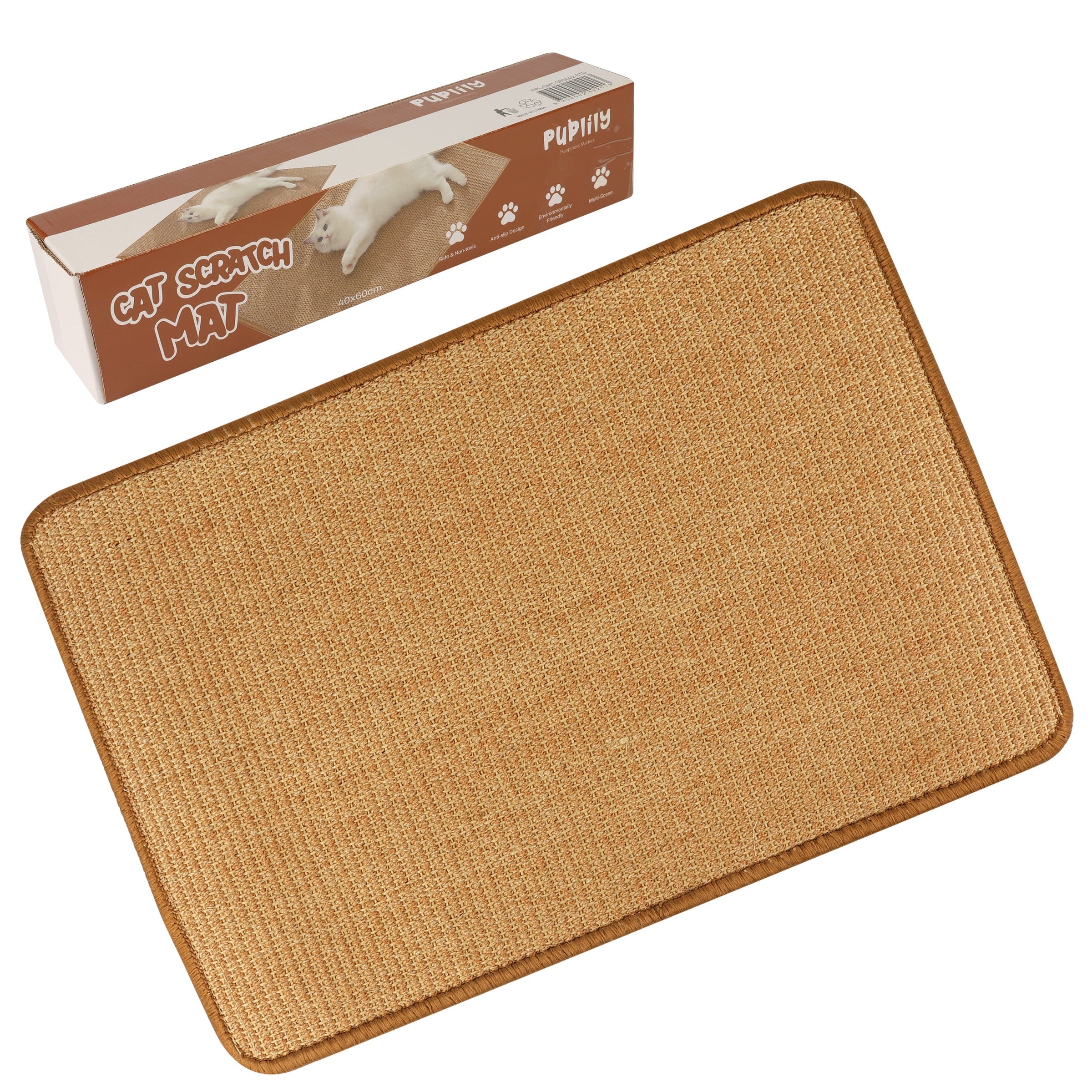 PupLily Natural Sisal Cat Scratch Mat, 40 X 60 CM V1003-PPL-SMT-SBS002-STD-FBM