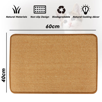 PupLily Natural Sisal Cat Scratch Mat, 40 X 60 CM V1003-PPL-SMT-SBS002-STD-FBM