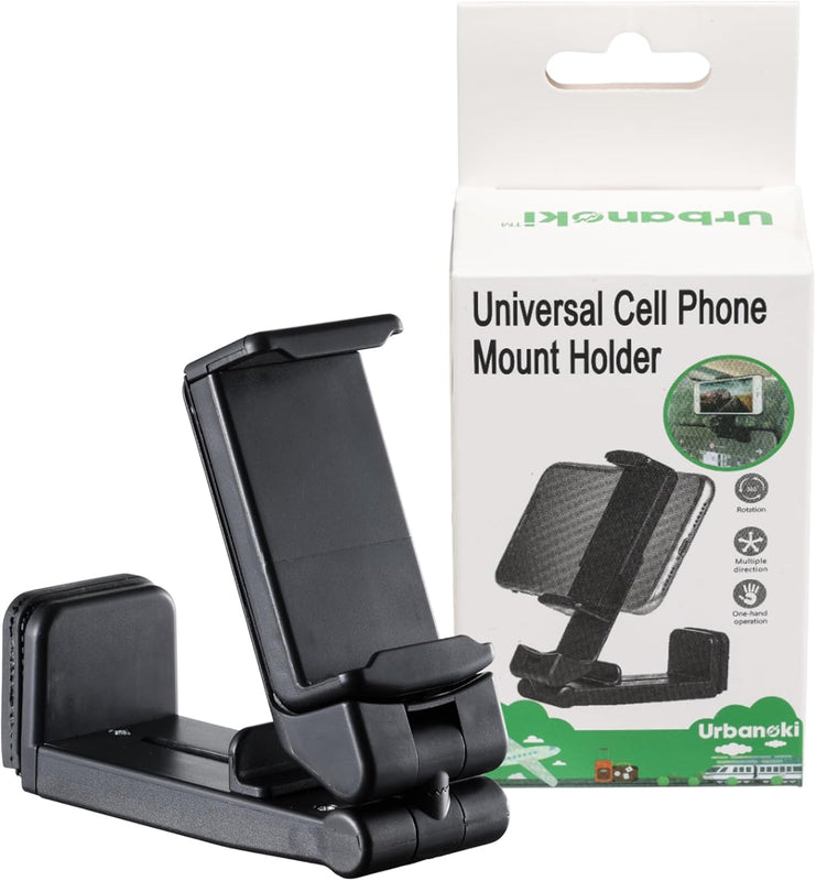 Urbanoki Airplane Phone Holder Mount 360 degrees Rotation Stand for Travel Desk - Black V1003-URN-APH-SBS006-BLK