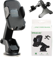 Urbanoki 4 in 1 Car Phone Holder Dashboard Windshield Vent Mount for All Phones - Black V1003-URN-CPH-SBS008-BLK