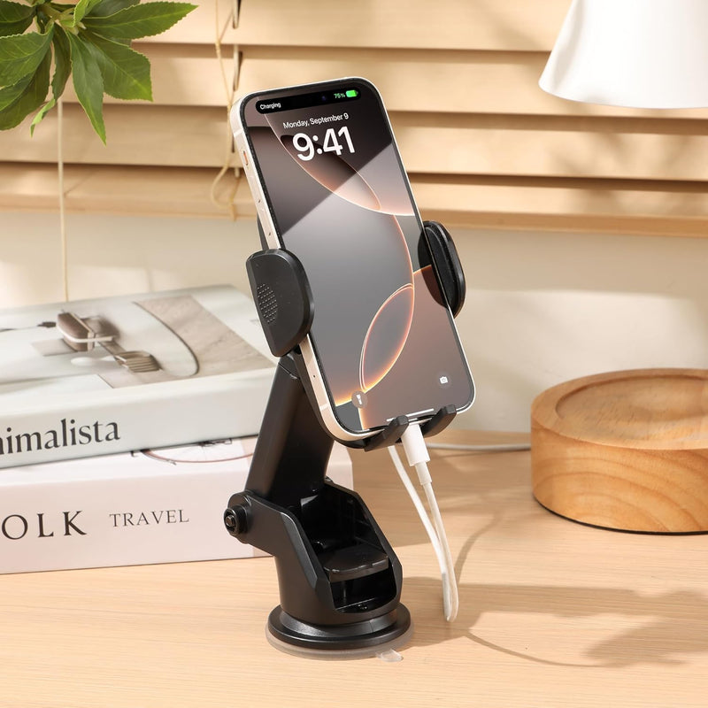 Urbanoki 4 in 1 Car Phone Holder Dashboard Windshield Vent Mount for All Phones - Black V1003-URN-CPH-SBS008-BLK