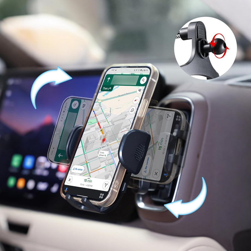 Urbanoki 4 in 1 Car Phone Holder Dashboard Windshield Vent Mount for All Phones - Black V1003-URN-CPH-SBS008-BLK