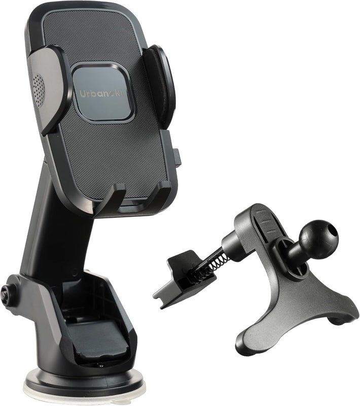 Urbanoki 4 in 1 Car Phone Holder Dashboard Windshield Vent Mount for All Phones - Black V1003-URN-CPH-SBS008-BLK