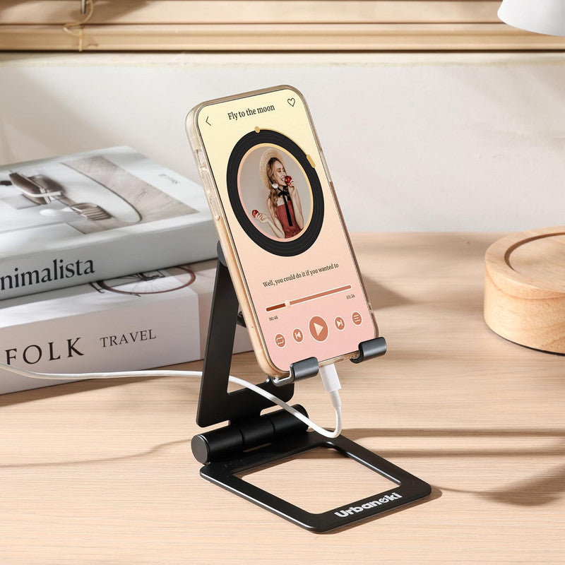 Urbanoki Portable Phone Tablet Stand Dual Folding Desk Travel Cradle Dock V1003-URN-CTS-SBS007-BLK