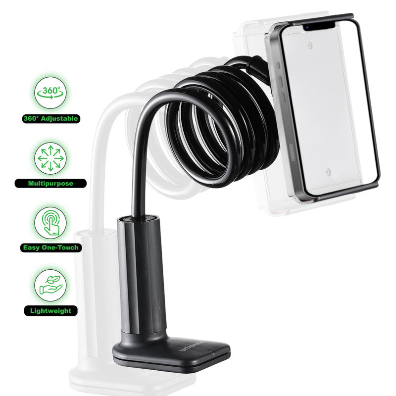 Urbanoki Gooseneck Phone Holder Flexible Clamp Mount for Bed Desk V1003-URN-GPH-SBS009-BLK