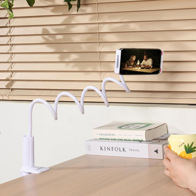 Urbanoki Gooseneck Phone Holder Flexible Clamp Mount for Bed Desk V1003-URN-GPH-SBS009-WHT