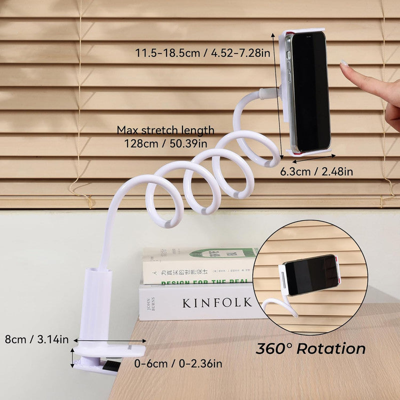 Urbanoki Gooseneck Phone Holder Flexible Clamp Mount for Bed Desk V1003-URN-GPH-SBS009-WHT