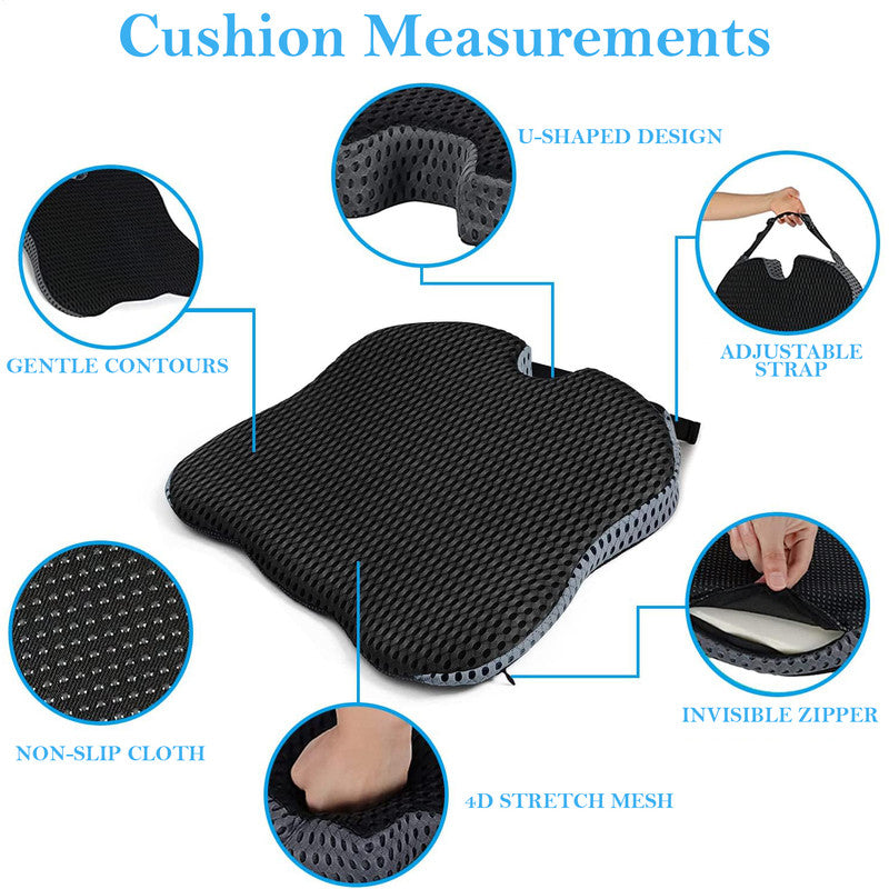 Vagooz Car Wedge Seat Cushion - Memory Foam Booster with Non-Slip Base, Black V1003-VAG-SBS021-BK