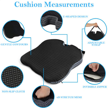 Vagooz Car Wedge Seat Cushion - Memory Foam Booster with Non-Slip Base, Black V1003-VAG-SBS021-BK
