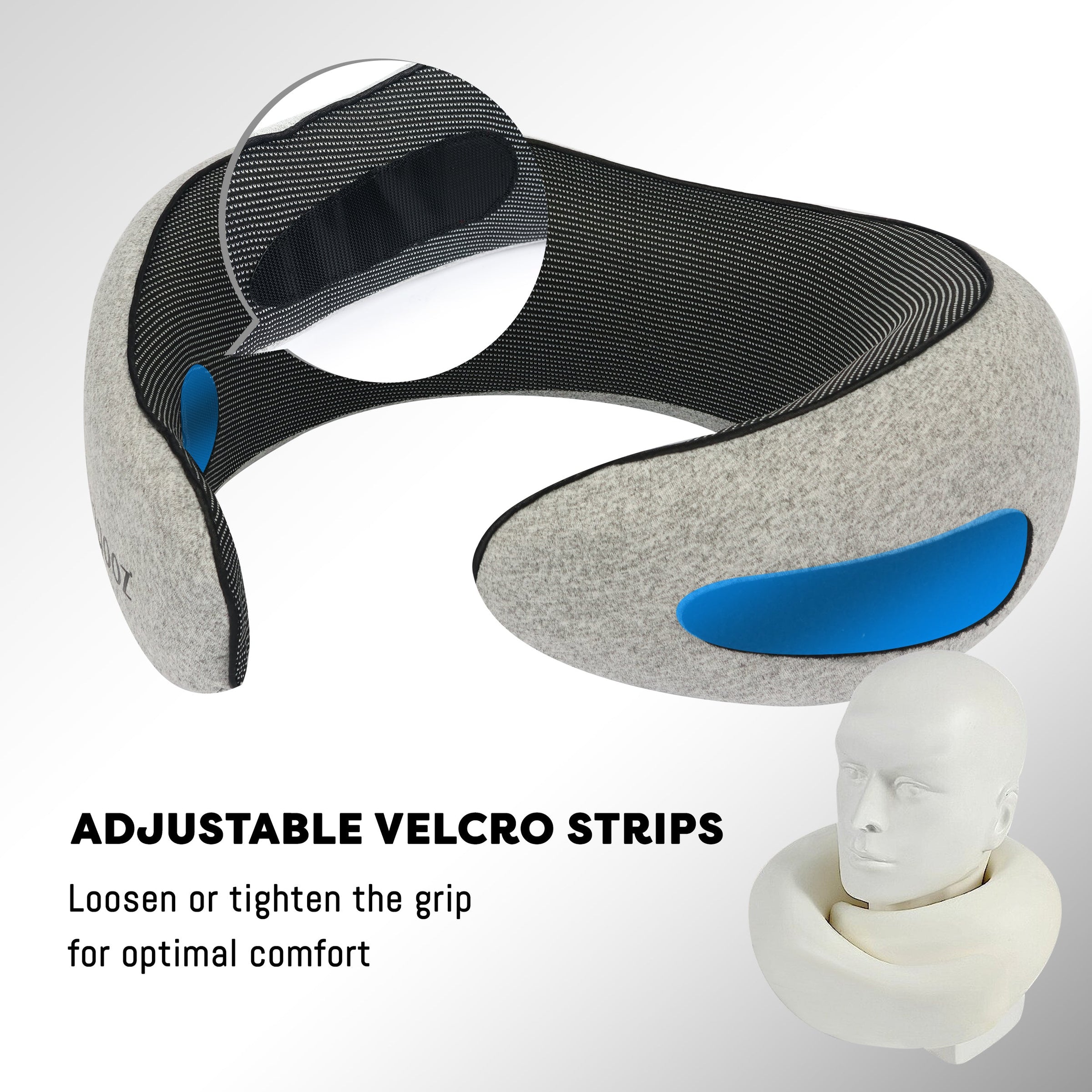 Vagooz Memory Foam Travel Neck Pillow Set V1003-VAG-TPL-SBS003-GRY-FBM