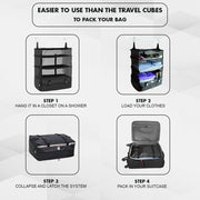 Vagooz Foldable 3 Shelf Travel Camping Organizer with Hook V1003-VGS101-FTB-BK